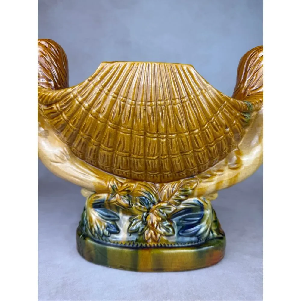 Vintage Mermaid Masthead Nautical Shell Pottery Ceramic Bowl Compote Large Boat - Picture 3 of 12